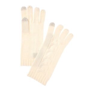 Bruno Magli Center Cable Cashmere Gloves, White